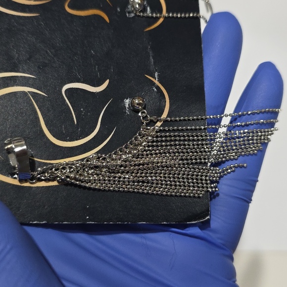 Silver Tassel Ear Cuffs – Chain Fringe Helix Cuffs & Studs for Women’s Jewelry - Picture 5 of 6